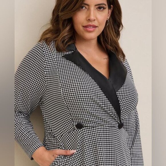 Women’s torrid 18 Houndstooth Mini Stretch Satin Tuxedo Dress XXL - Picture 16 of 16